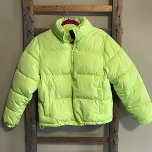 Forever 21 neon puffer bomber jacket size S
